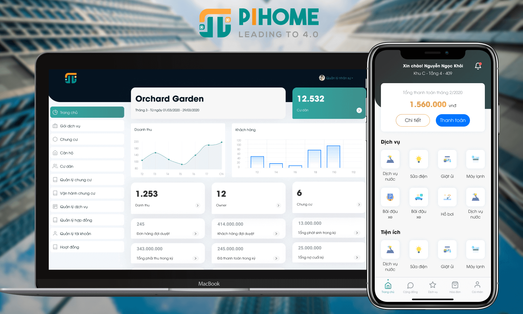 Pihome - Phần mềm quản lý tòa nhà chung cư 4.0